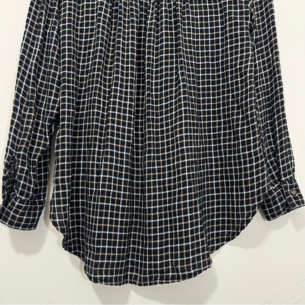 Anthropologie Pilcro Relaxed Plaid Shirt Tunic Button Front Size S Black White - Picture 14 of 16
